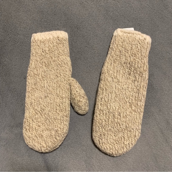 Beige wool extra-warm mittens - Picture 1 of 3